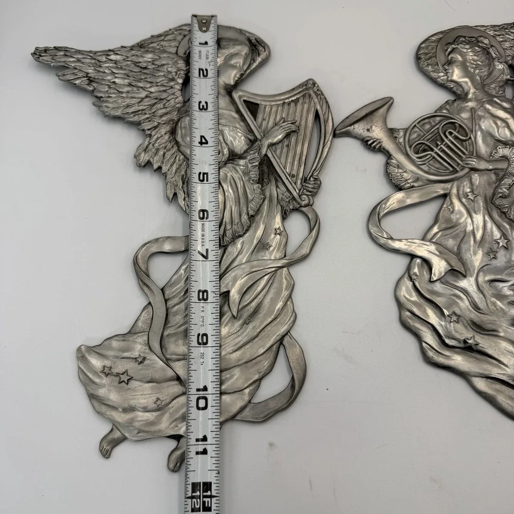 Vintage Set Of 2 Cast Seagull Pewter Angel 1990